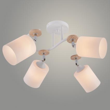 Люстра XA1634/4 WH+WOOD+CR белый/хром 4х60W E27 d630 h280, HN25